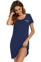 Contrast Trim Pocketed Lounge Dress