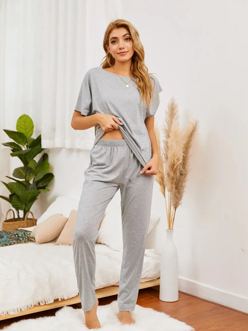 Boat Neck Top & Pants Lounge Set