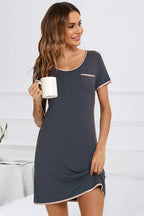 Contrast Trim Pocketed Lounge Dress