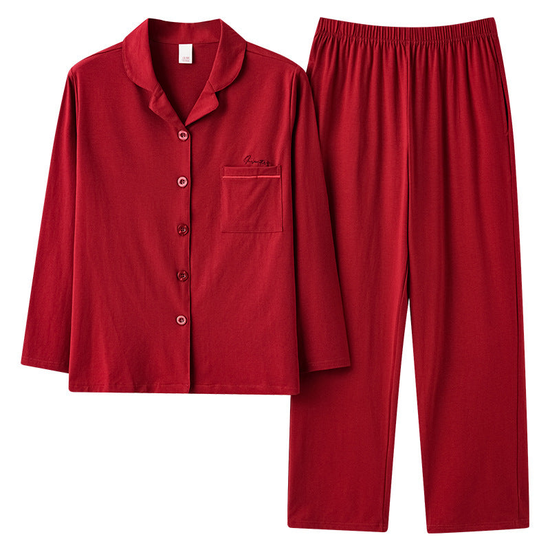 Couple's Long Sleeve Pyjama Set — Red