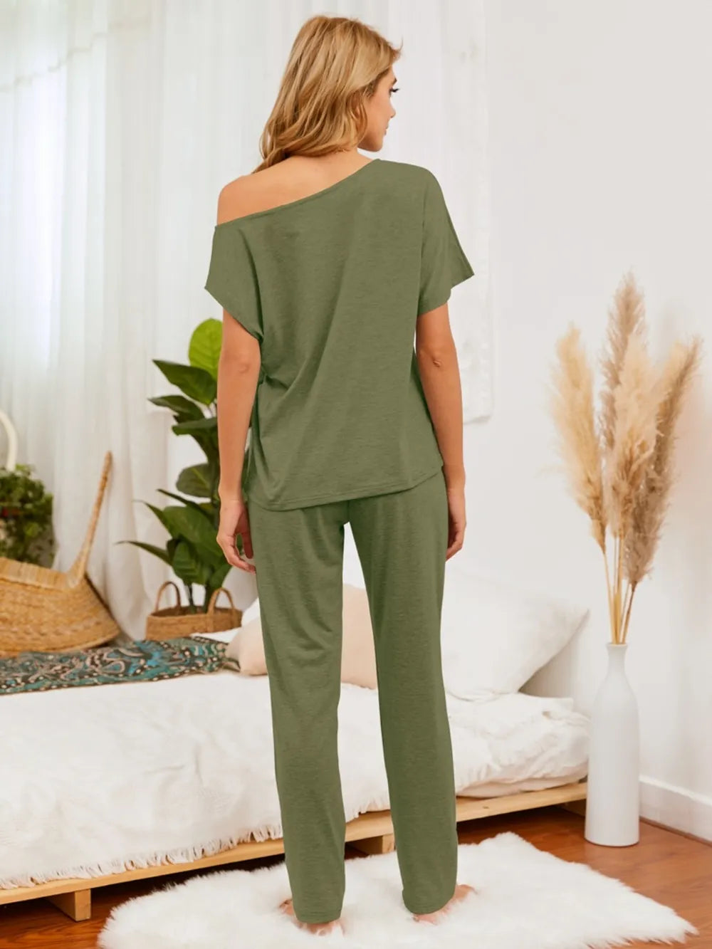 Boat Neck Top & Pants Lounge Set