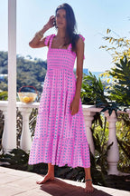 Printed High Waist Sling Maxi Dress