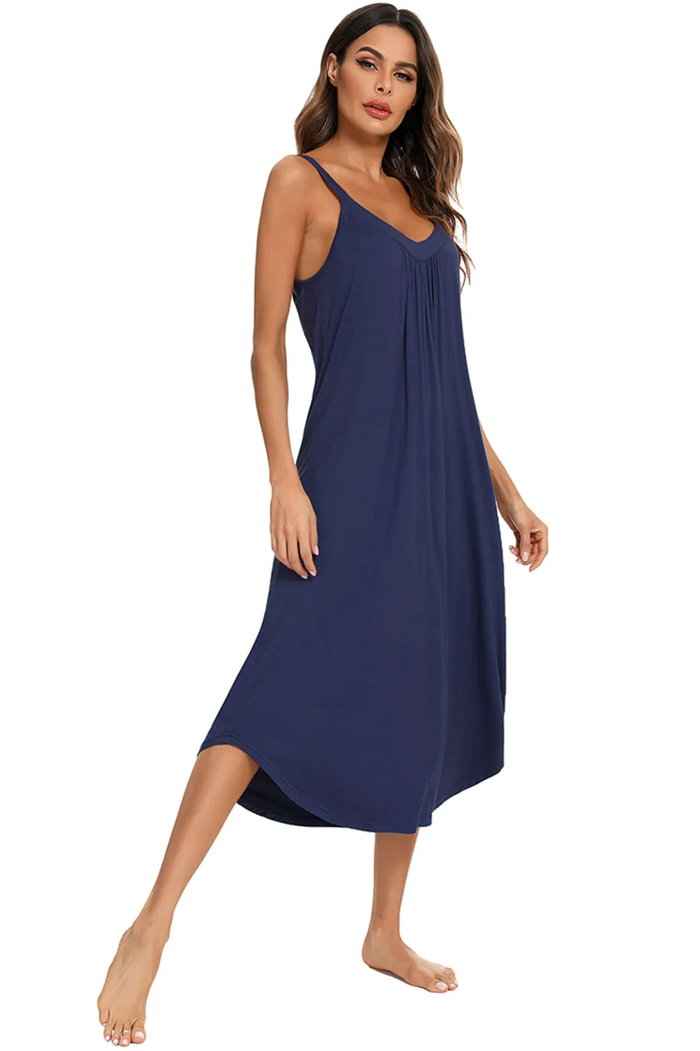 V-Neck Midi Lounge Dress for Her