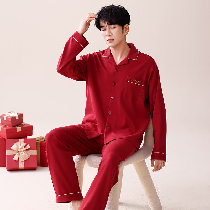 Couple's Long Sleeve Pyjama Set — Red
