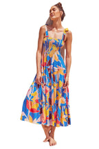Printed High Waist Sling Maxi Dress