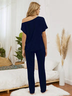 Boat Neck Top & Pants Lounge Set