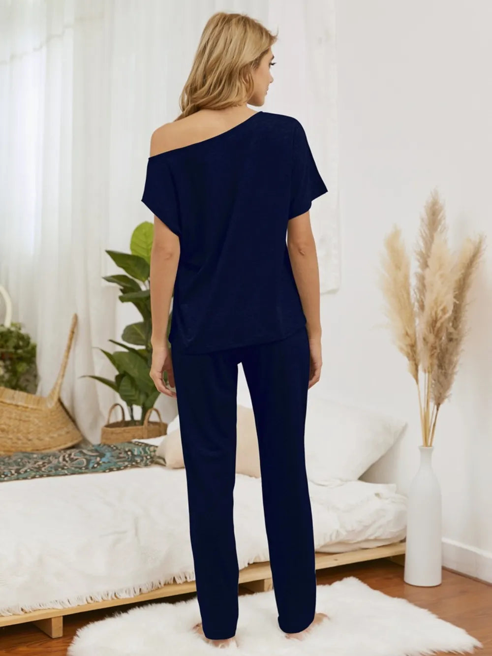 Boat Neck Top & Pants Lounge Set