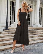 Printed High Waist Sling Maxi Dress