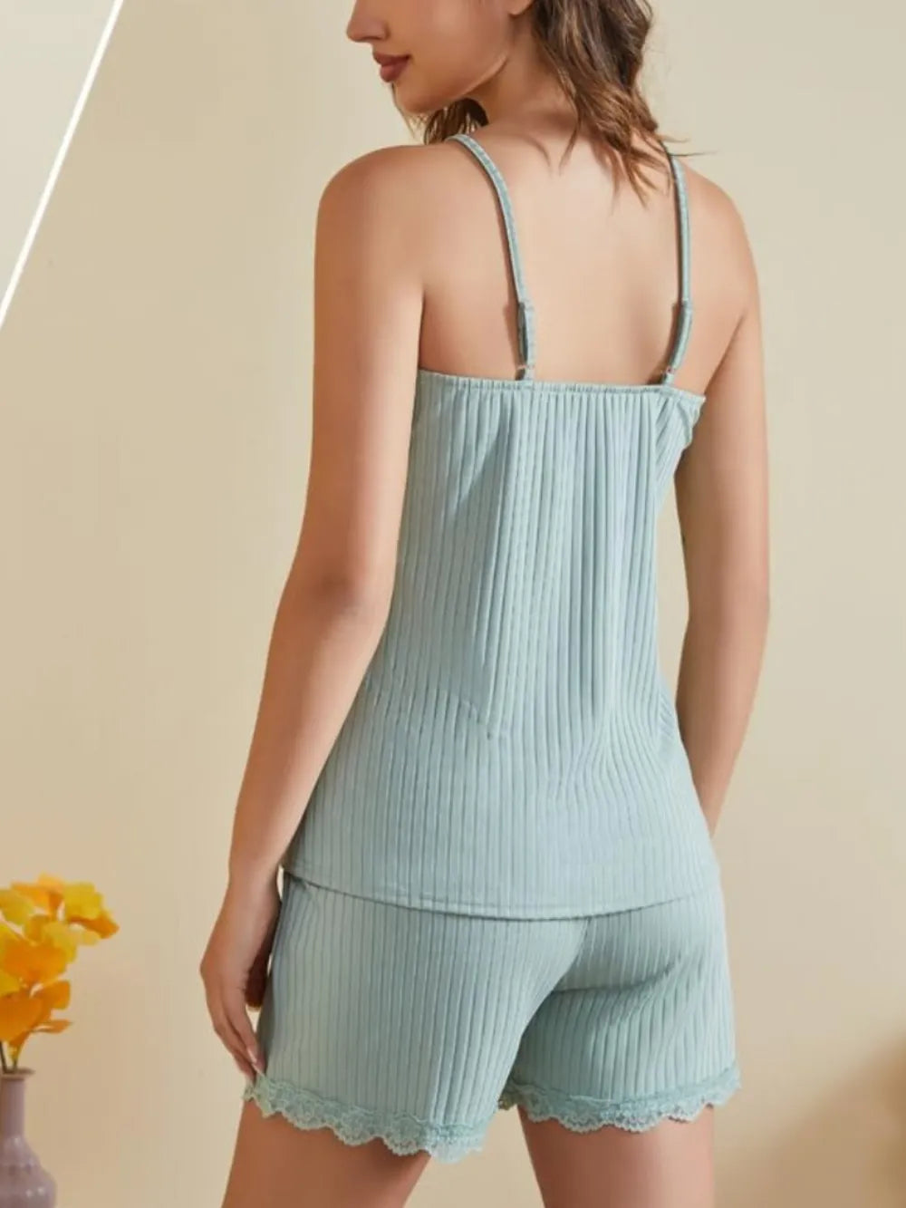 Lace Detail Top & Shorts Lounge Set