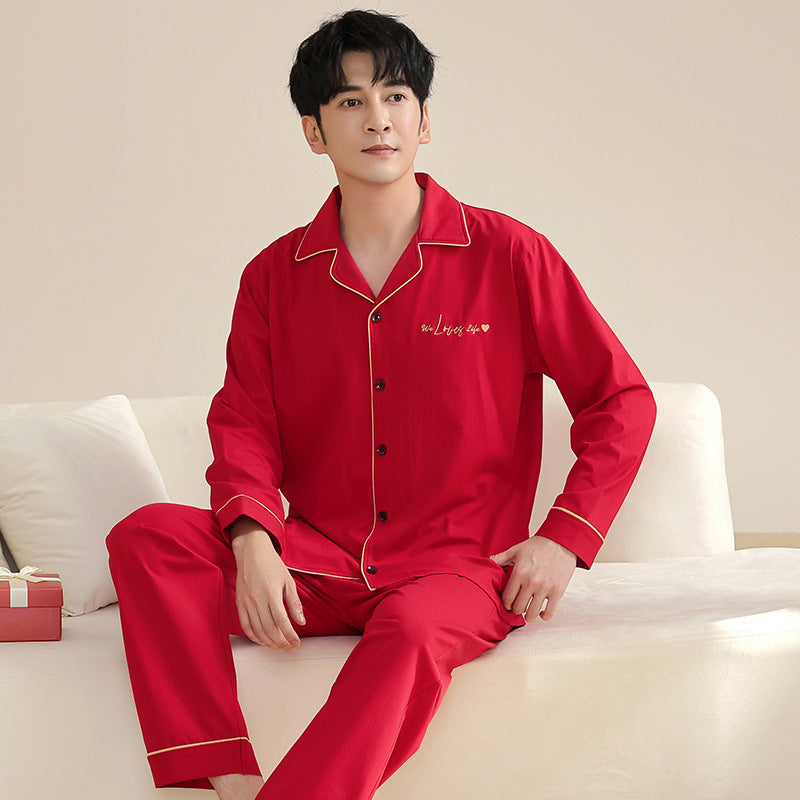 Couple's Long Sleeve Pyjama Set — Red