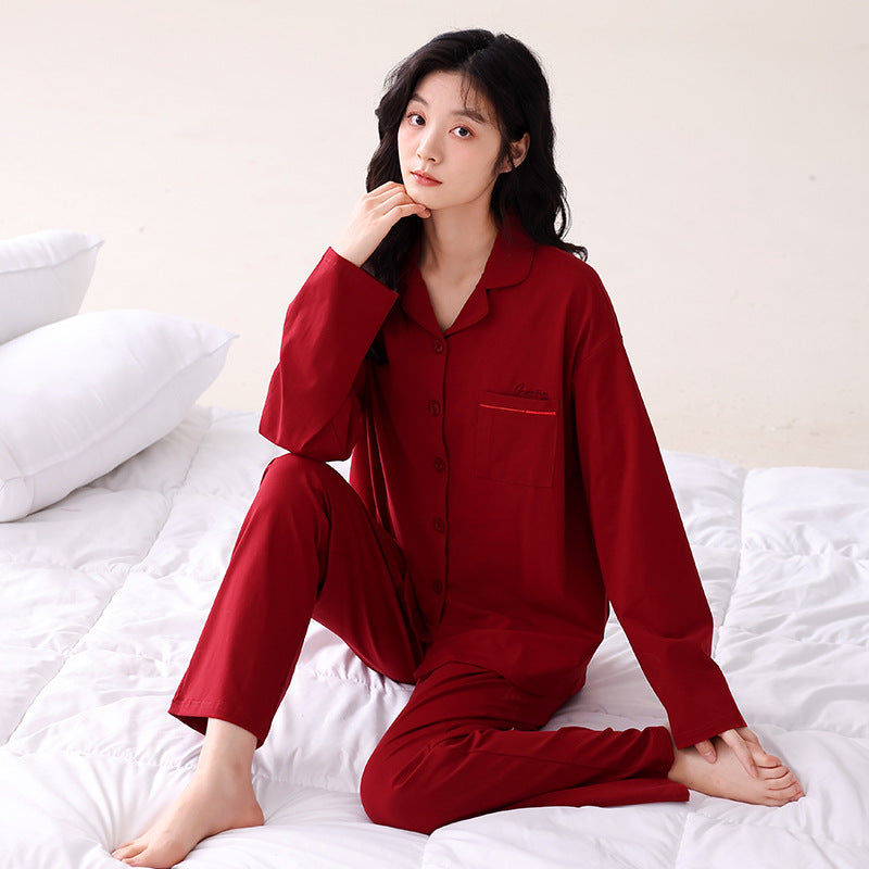 Couple's Long Sleeve Pyjama Set — Red
