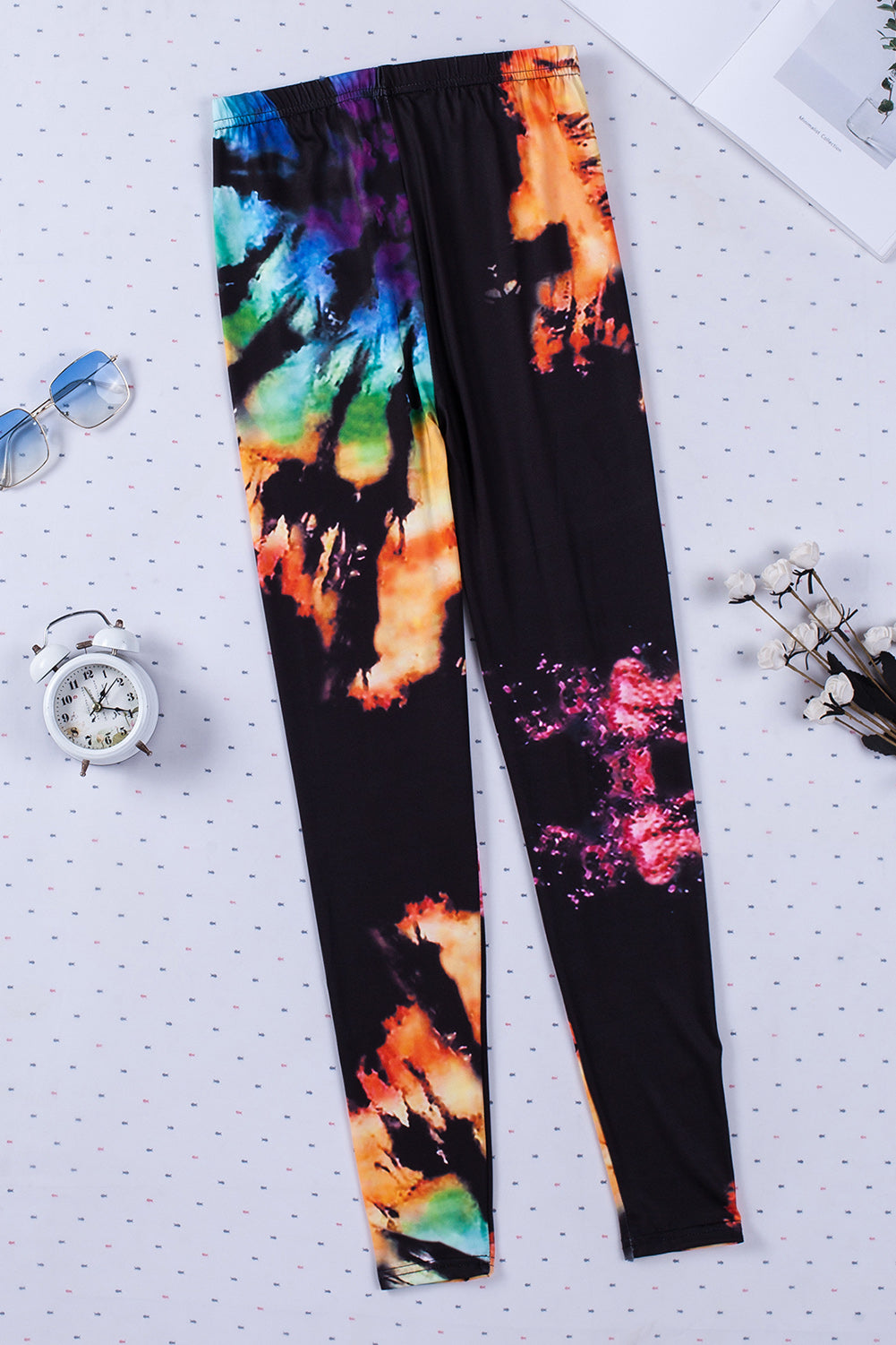 Tie-Dye Hollow-Out High Waist Leggings