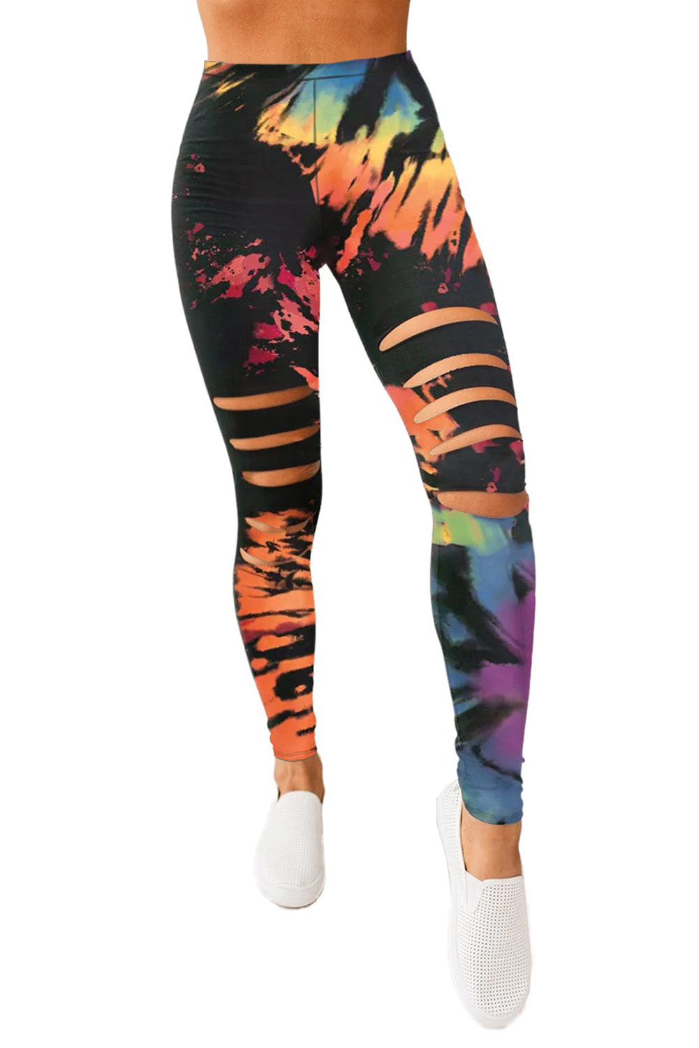 Tie-Dye Hollow-Out High Waist Leggings
